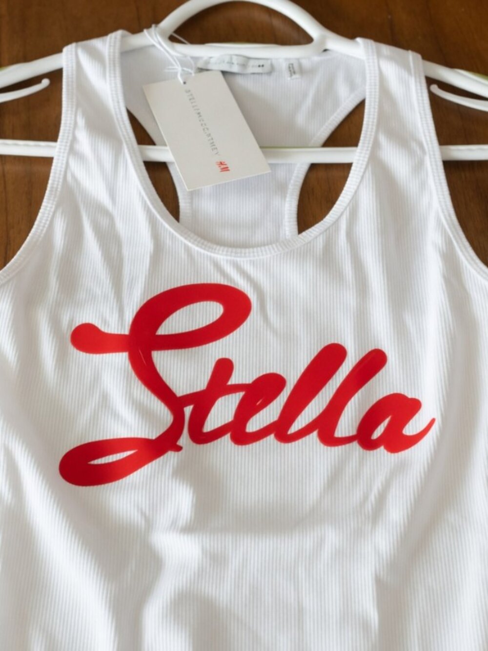 Stella McCartney x H&M White Ribbed Bodysuit w/ Red Logo Sz S NWT